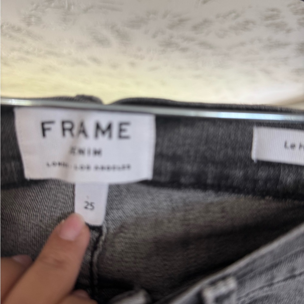 FRAME Grey Skinny Jeans High Rise Designer Denim Model Off Duty Chic Stretch Fit - Picture 7 of 12